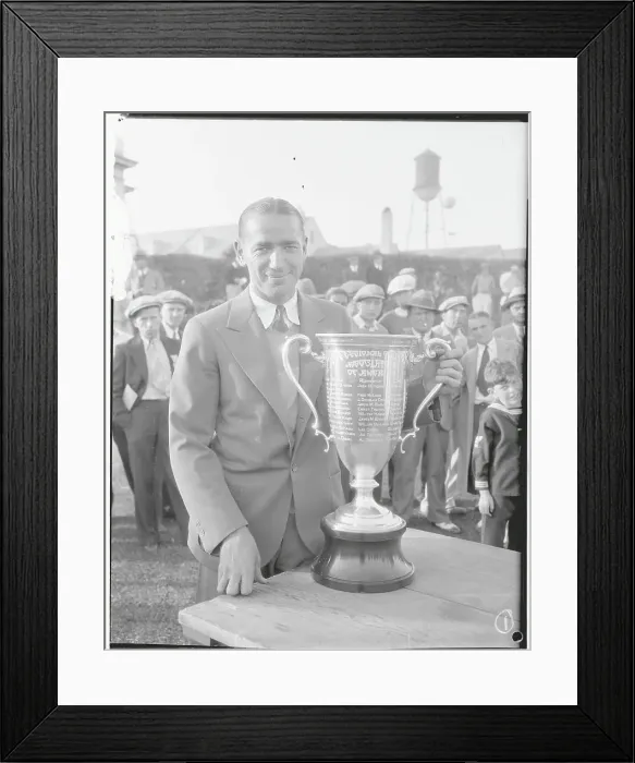 Framed Print : Golfer Leo Diegel Holding the Pacific Coast Cup Framed Print : Golfer Leo Diegel Holding the Pacific Coast Cup
