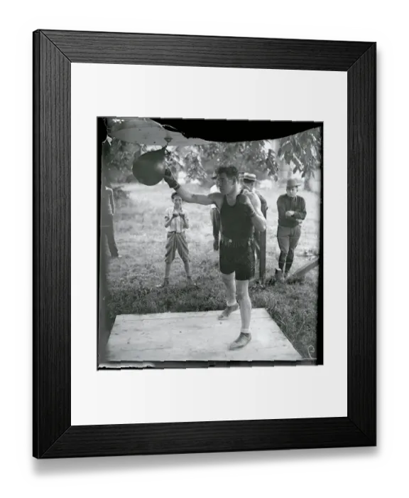Framed Print : Paulino Uzcudum Training with Punching Bag Framed Print : Paulino Uzcudum Training with Punching Bag