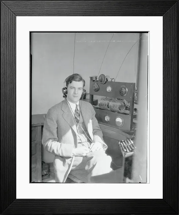 Framed Print : Herbert Hoover Jr. Listening to Headset Framed Print : Herbert Hoover Jr. Listening to Headset