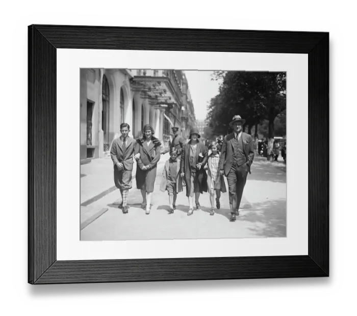 Framed Print : Ty Cobb & Family Walking On Sidewalk Framed Print : Ty Cobb & Family Walking On Sidewalk