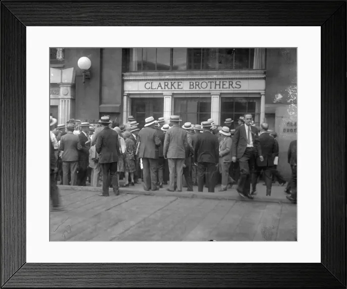 Framed Print : Depositors Waiting for Bank to Open Framed Print : Depositors Waiting for Bank to Open