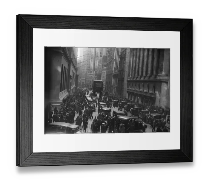 Framed Print : Cars and People On Wall Street Framed Print : Cars and People On Wall Street