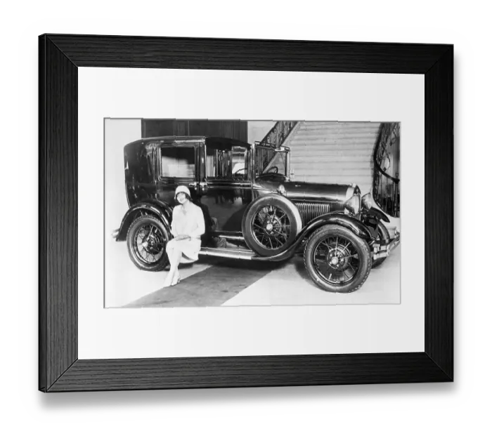 Framed Print : Model Sitting on New Ford Town Car Framed Print : Model Sitting on New Ford Town Car