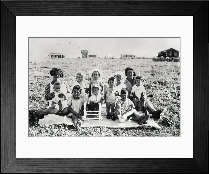 Framed Print : Women with Children in Field Framed Print : Women with Children in Field