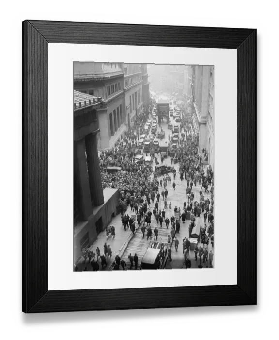 Framed Print : Crowd on Wall Street Seen from Manhattan Bank Framed Print : Crowd on Wall Street Seen from Manhattan Bank