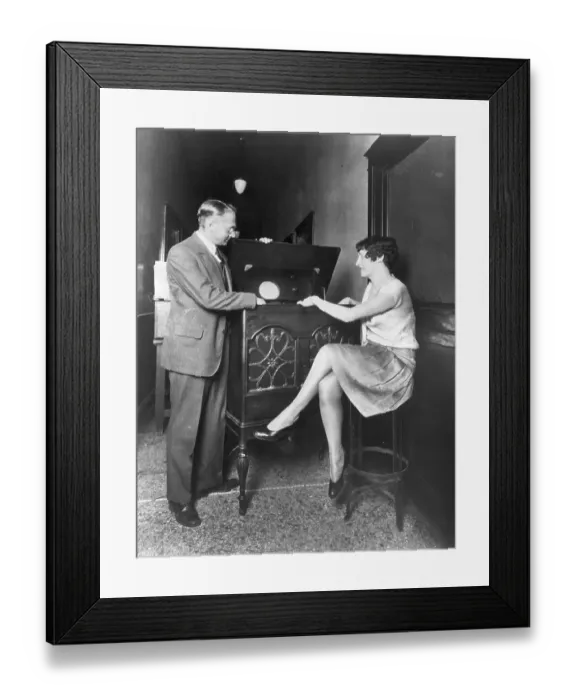 Framed Print : Scientist Demonstrating New Television Framed Print : Scientist Demonstrating New Television