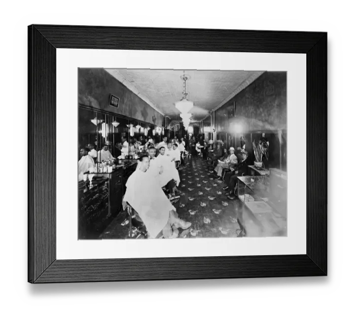 Framed Print : Large Barber Shop In Harlem Ca 1929 Framed Print : Large Barber Shop In Harlem Ca 1929