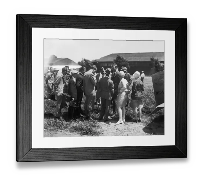 Framed Print : Portrait of Charles Lindbergh with Reporters Framed Print : Portrait of Charles Lindbergh with Reporters
