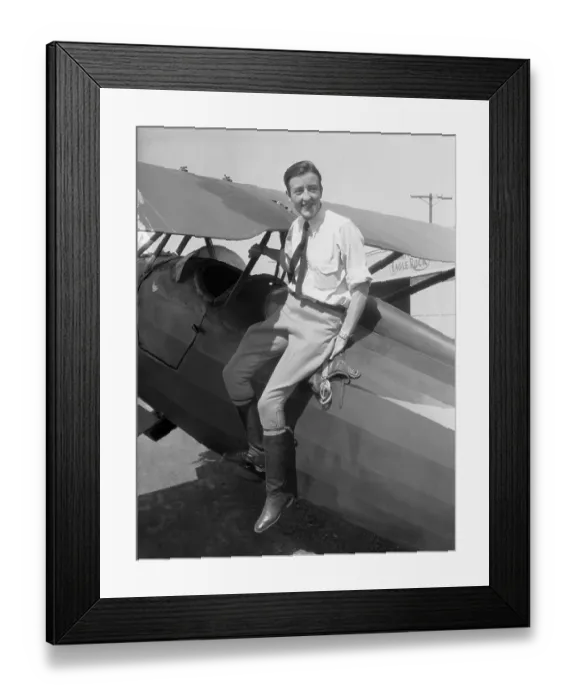 Framed Print : Bobbie Trout Posing on an Airplane Framed Print : Bobbie Trout Posing on an Airplane