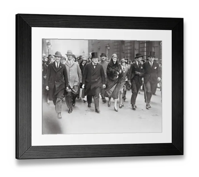 Framed Print : Crowd Surrounding Winston Churchill and Wife Framed Print : Crowd Surrounding Winston Churchill and Wife