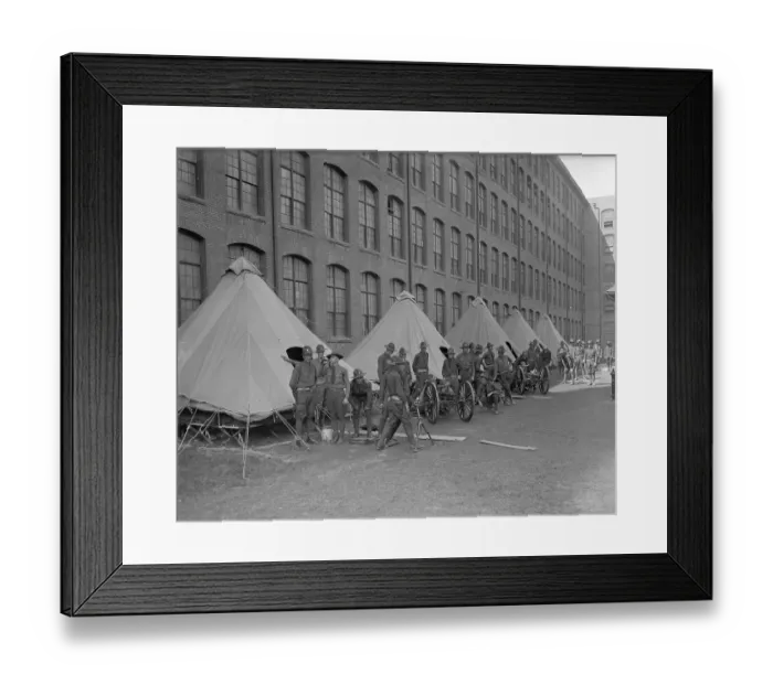 Framed Print : Soldiers Guarding Mill from Strikers Framed Print : Soldiers Guarding Mill from Strikers