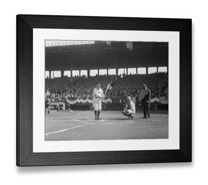 Framed Print : Babe Ruth Batting at NY-Boston Opening Game Framed Print : Babe Ruth Batting at NY-Boston Opening Game