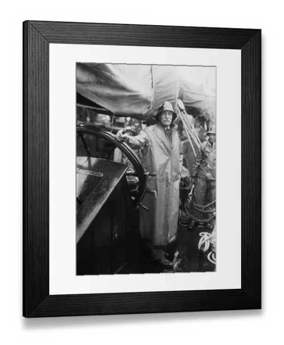 Framed Print : Gifford Pinchot Posing at Wheel of Yacht Framed Print : Gifford Pinchot Posing at Wheel of Yacht