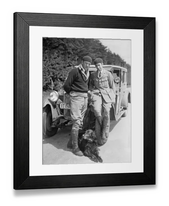 Framed Print : Portrait of Woman and Companion Touring World in Car