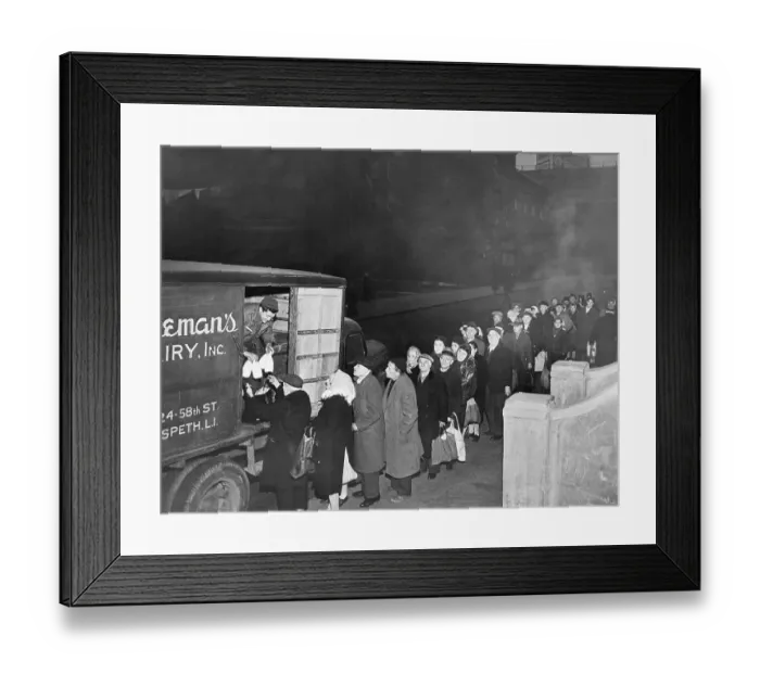 Framed Print : Milk Being Sold to Poor at 11 Cents Per Quart Framed Print : Milk Being Sold to Poor at 11 Cents Per Quart
