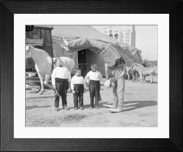 Framed Print : Midgets Watch Clown Do Handstand Framed Print : Midgets Watch Clown Do Handstand