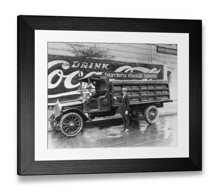 Framed Print : Coca-Cola Delivery Truck and Driver
