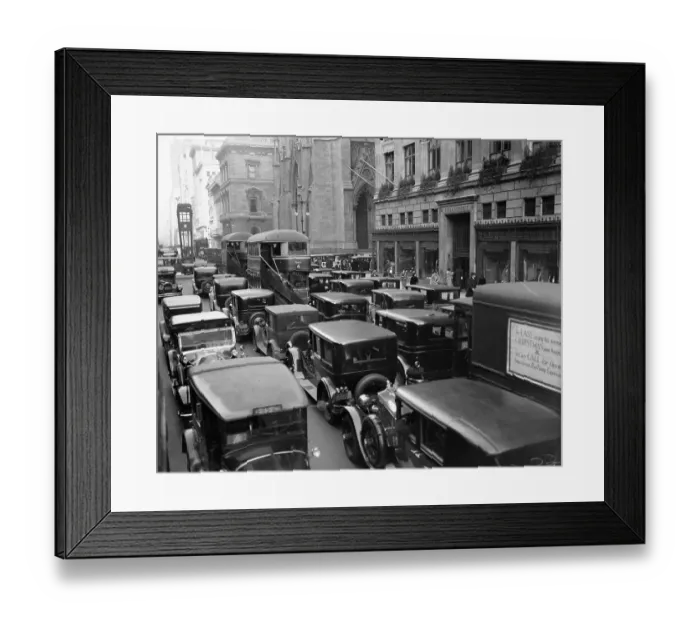 Framed Print : View of Buses and Cars in Traffic on Fifth Avenue Framed Print : View of Buses and Cars in Traffic on Fifth Avenue