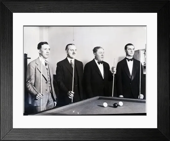 Framed Print : Billiard Players Standing Behind Table Framed Print : Billiard Players Standing Behind Table