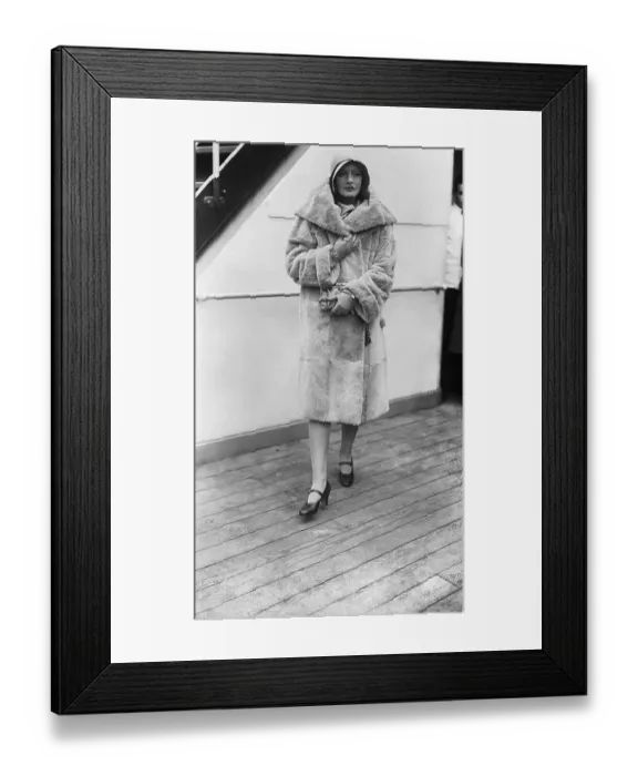 Framed Print : Greta Garbo On Ship Leaving New York