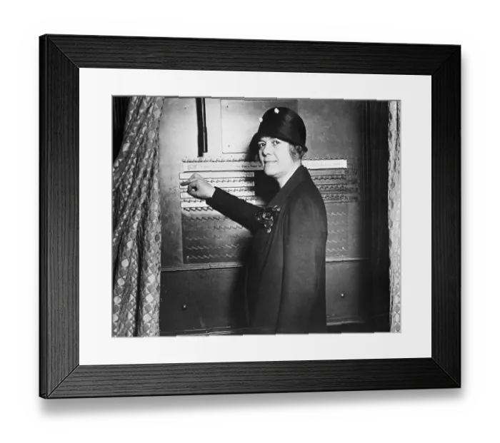 Framed Print : Ruth Pratt, Candidate for Congress, at Voting Machine Framed Print : Ruth Pratt, Candidate for Congress, at Voting Machine