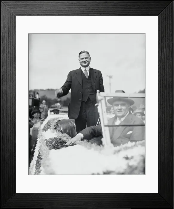Framed Print : Herbert Hoover Posing in Car Framed Print : Herbert Hoover Posing in Car