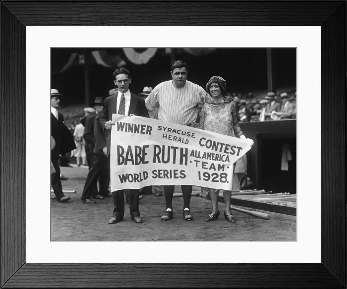 Framed Print : Babe Ruth Stands With Contest Winners Framed Print : Babe Ruth Stands With Contest Winners