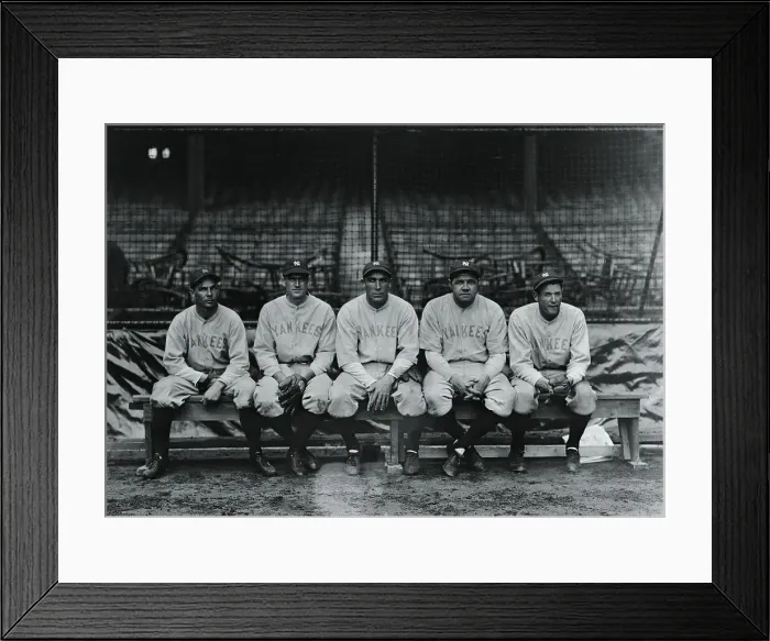 Framed Print : Babe Ruth with Fellow Yankee Outfielders Framed Print : Babe Ruth with Fellow Yankee Outfielders