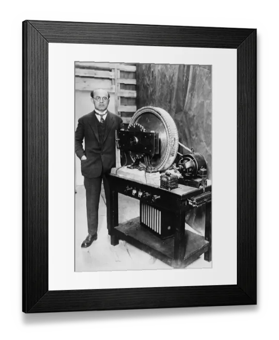 Framed Print : Professor Karolus With His Mirror Disc TV Framed Print : Professor Karolus With His Mirror Disc TV