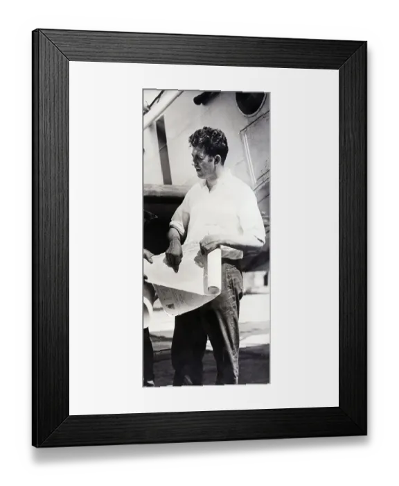 Framed Print : Laurence Gould Looking At Map W / O'Brien Framed Print : Laurence Gould Looking At Map W / O'Brien