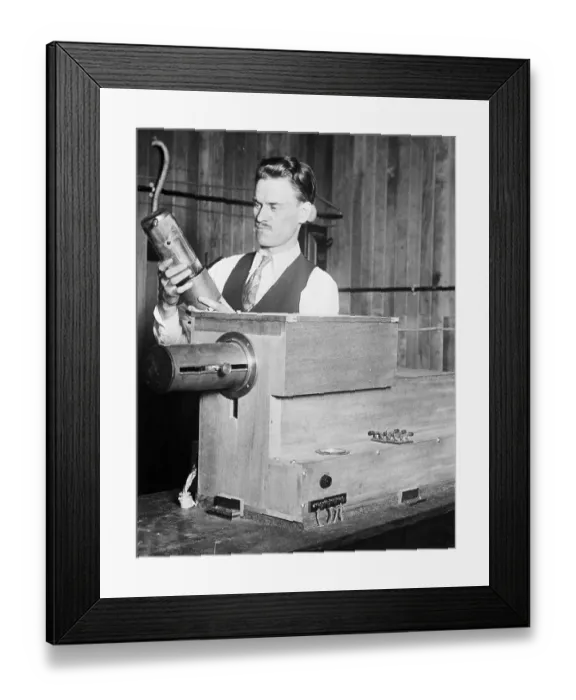 Framed Print : Philo T. Farnsworth With Early Television Components Framed Print : Philo T. Farnsworth With Early Television Components
