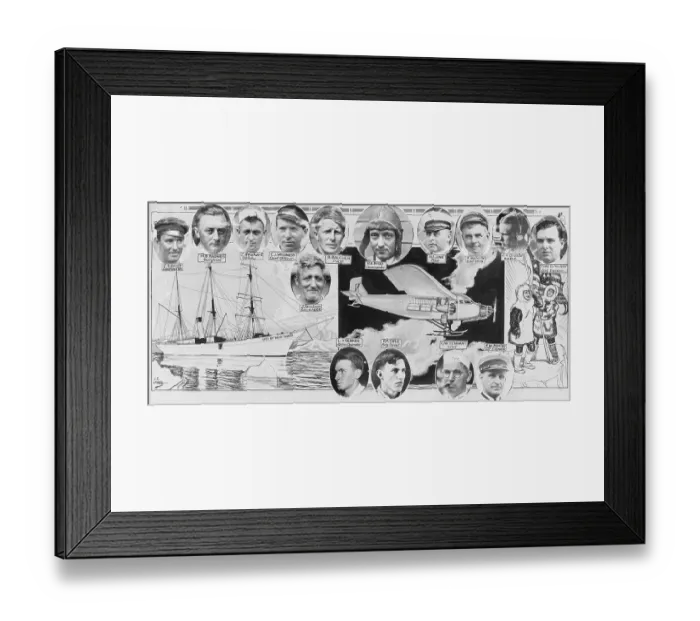 Framed Print : South Pole Expedition Members with Particulars Framed Print : South Pole Expedition Members with Particulars