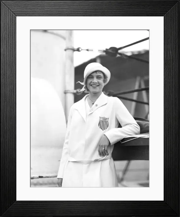 Framed Print : Elizabeth Robinson Standing on Ship Deck Framed Print : Elizabeth Robinson Standing on Ship Deck