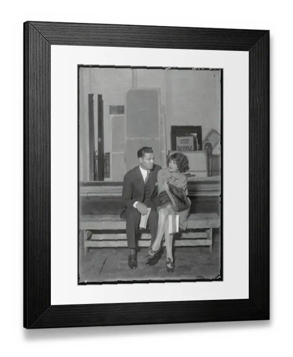 Framed Print : Jack Dempsey and Wife Looking at Script Framed Print : Jack Dempsey and Wife Looking at Script