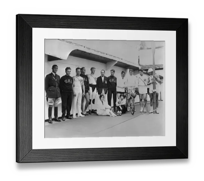 Framed Print : American Olympic Team Posing on Liner Framed Print : American Olympic Team Posing on Liner