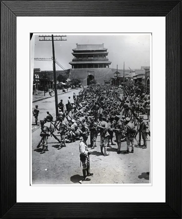 Framed Print : Manchurian Troops Wait Outisde Gate Framed Print : Manchurian Troops Wait Outisde Gate