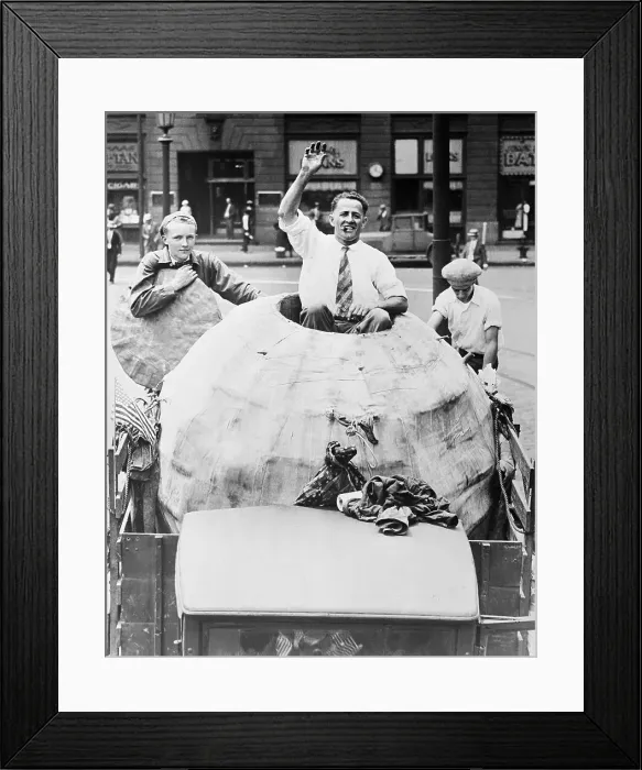 Framed Print : Jean A. Lussier Waving While Standing Inside Large Ball Framed Print : Jean A. Lussier Waving While Standing Inside Large Ball