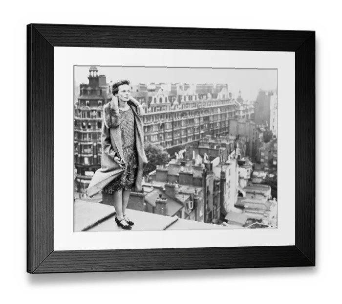 Framed Print : Amelia Earhart Standing on Roof Framed Print : Amelia Earhart Standing on Roof