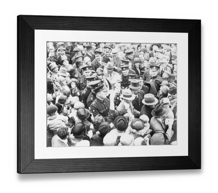 Framed Print : Police Leading Amelia Earhart Through Crowd Framed Print : Police Leading Amelia Earhart Through Crowd