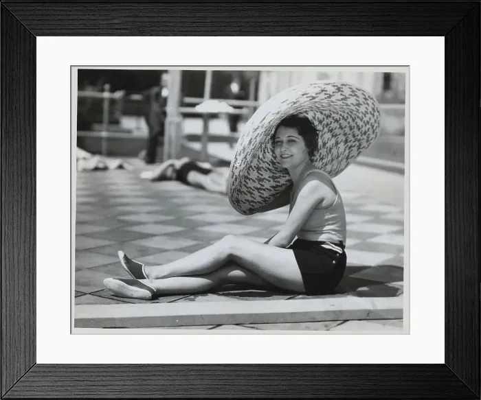 Framed Print : Dorothy Sebastian Wearing Wide Straw Hat Framed Print : Dorothy Sebastian Wearing Wide Straw Hat