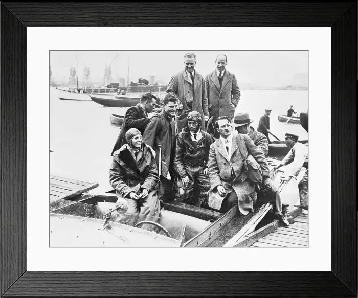 Framed Print : Amelia Earhart Arriving with Others After Flight Framed Print : Amelia Earhart Arriving with Others After Flight