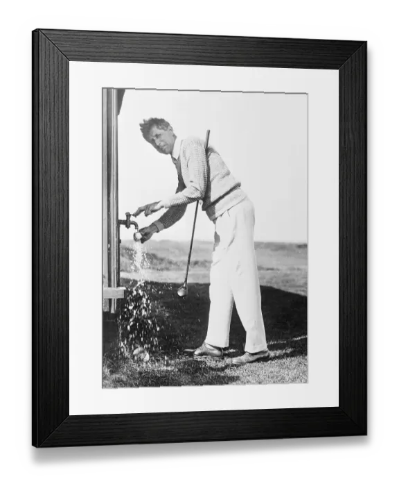 Framed Print : Jim Barnes Washing Golf Ball