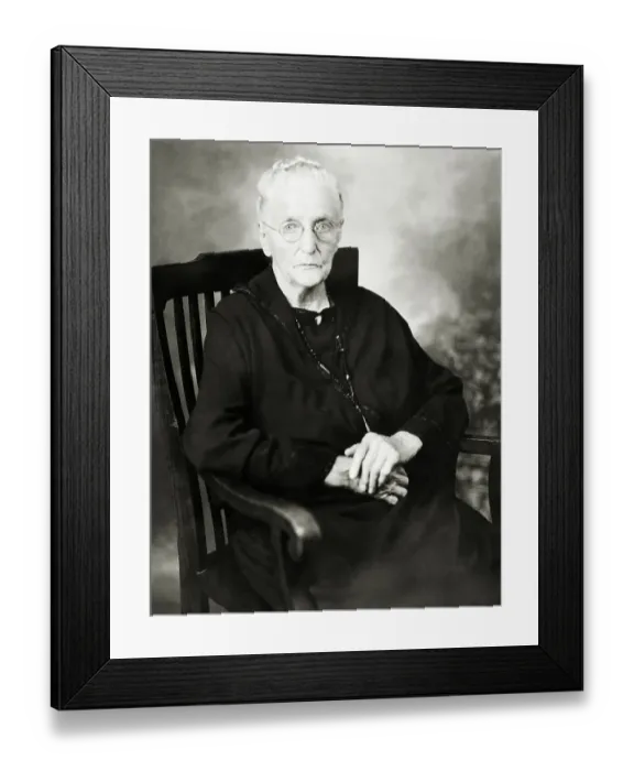 Framed Print : Studio Portrait Of Old Woman In Chair Framed Print : Studio Portrait Of Old Woman In Chair