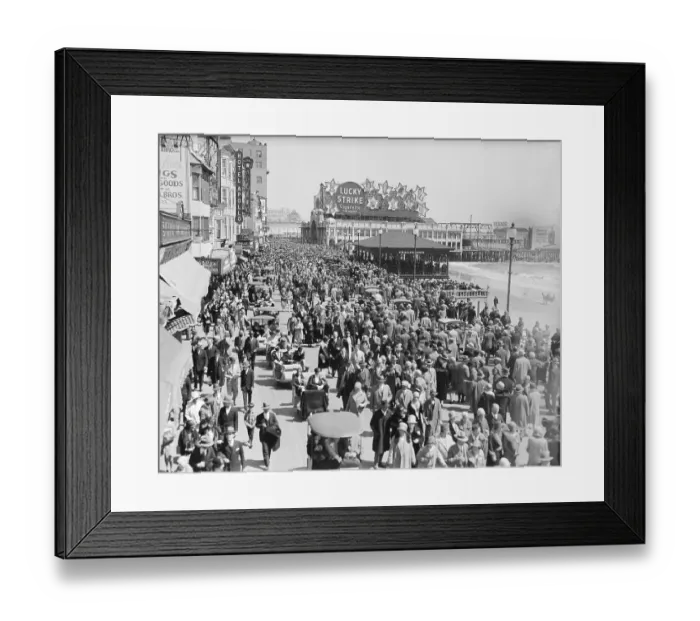 Framed Print : Easter Paraders Promenading on Boardwalk
