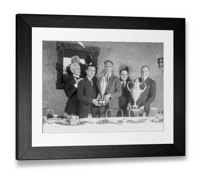 Framed Print : Baseball Players Posing with Trophies