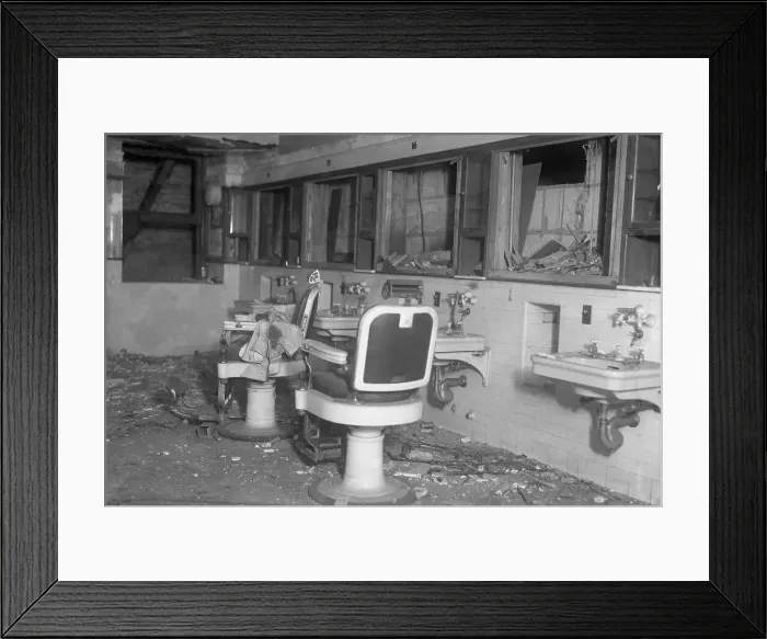 Framed Print : John the Barber's Subway Shop Bombed Framed Print : John the Barber's Subway Shop Bombed