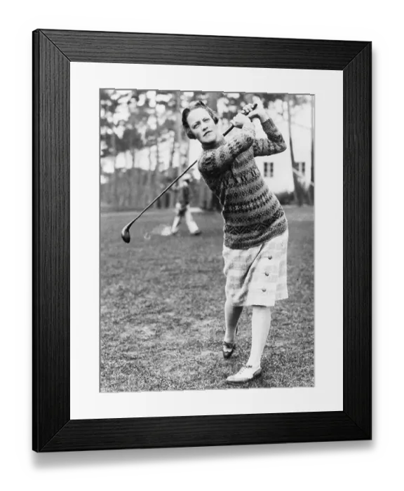 Framed Print : Golf Champion Miriam Burns Horn Swinging Golf Club