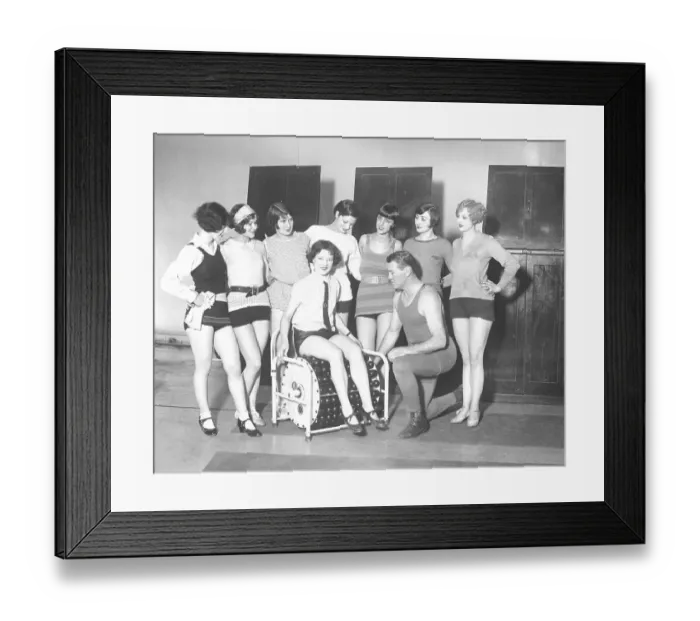 Framed Print : Group Of Women At Exercise Machine Framed Print : Group Of Women At Exercise Machine