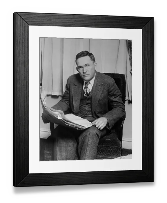 Framed Print : Rogers Hornsby Reading Newspaper Framed Print : Rogers Hornsby Reading Newspaper