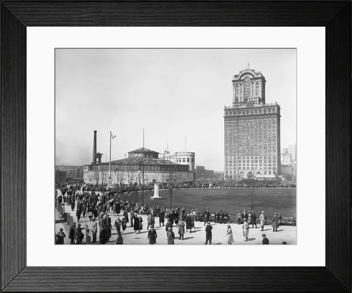 Framed Print : Pedestrians on Lower Manhattan Site
